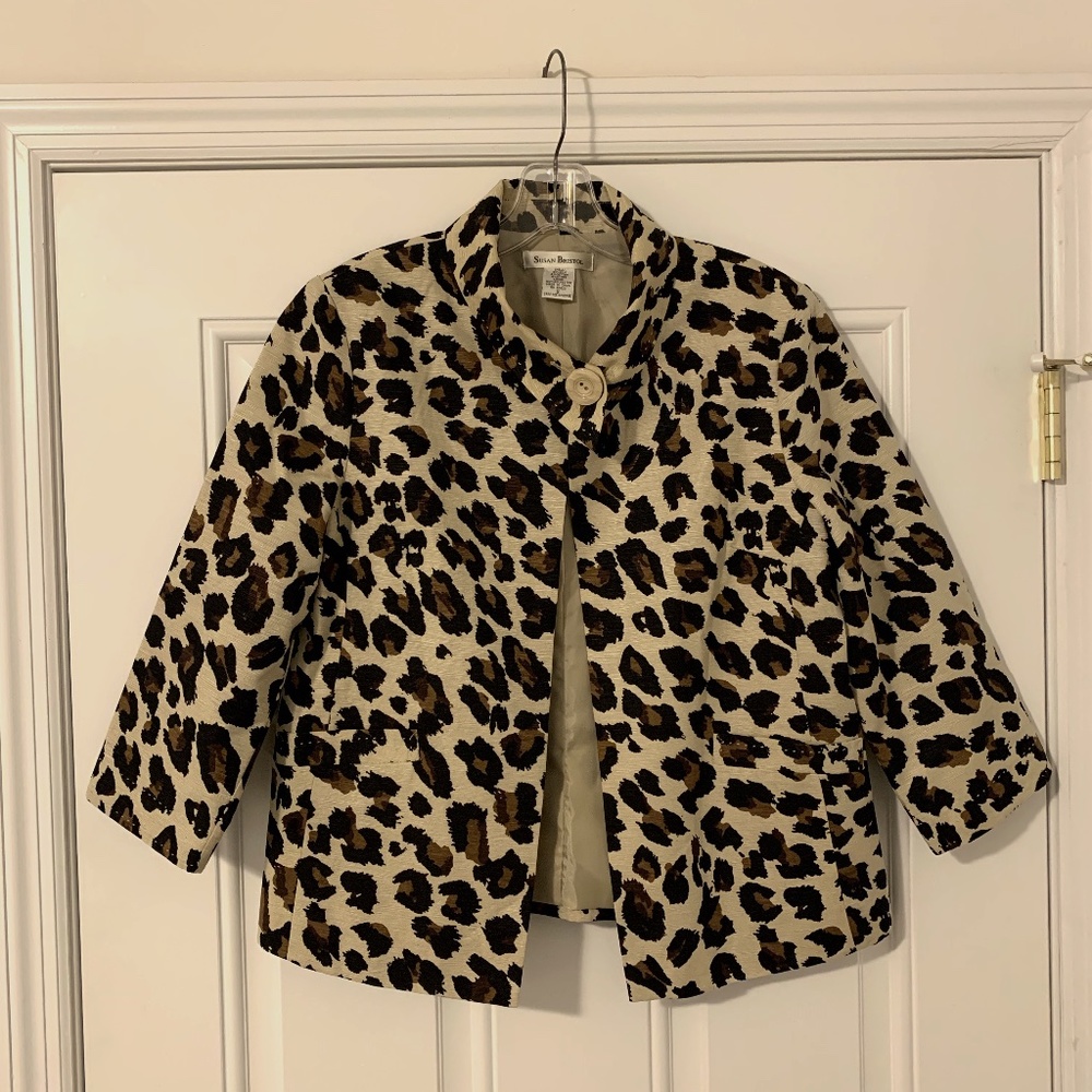 Susan Bristol Animal Print Silk Jacket S